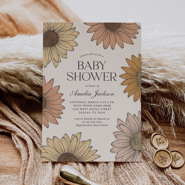 Invitation Baby shower Floral Boho Daisy (Créateur téléchargé)