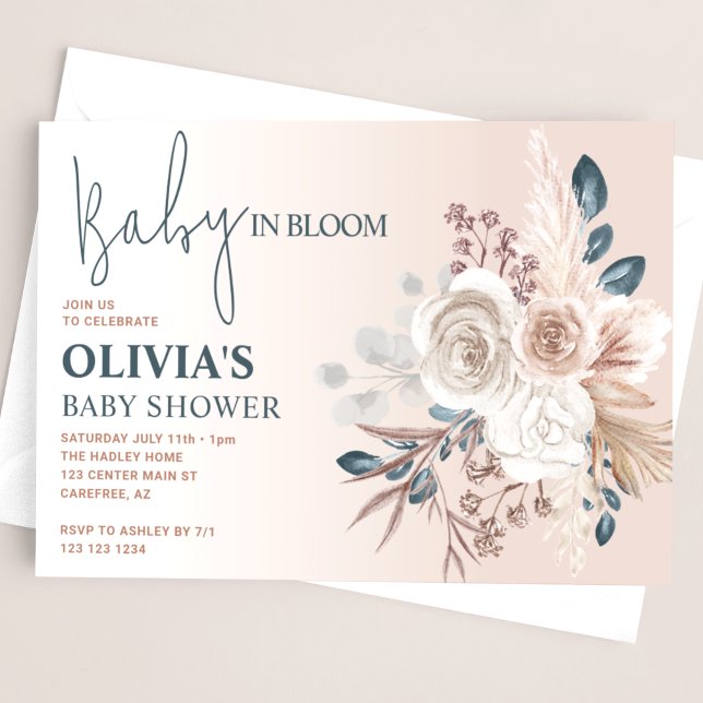 Invitation Baby shower Floral Boho du désert (Créateur téléchargé)
