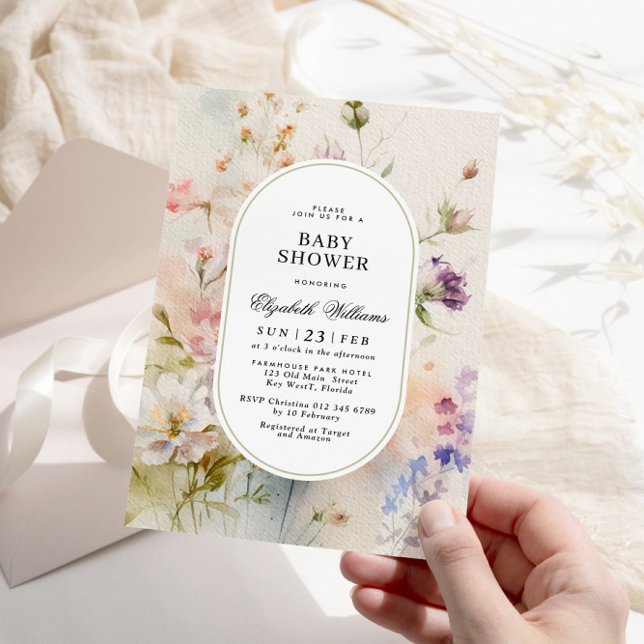 Invitation Baby shower floral Boho élégant (Créateur téléchargé)