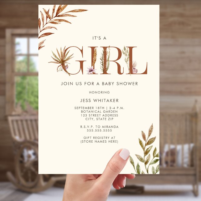 Invitation Baby shower Floral Boho en terre cuite (Créateur téléchargé)