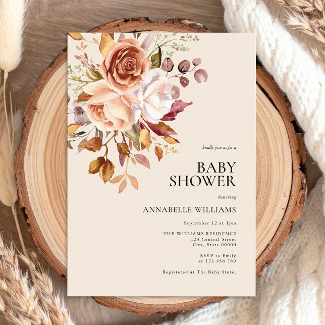 Invitation Baby shower floral Boho Fall (Créateur téléchargé)