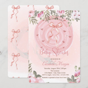 Invitation Baby shower Floral Bow rose