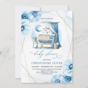 Invitation Baby shower Floral Boy avec lit bébé
