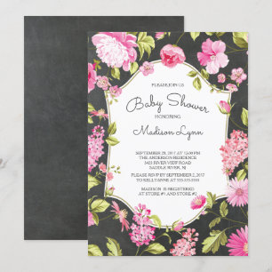 Invitation Baby shower Floral Chalkboard moderne