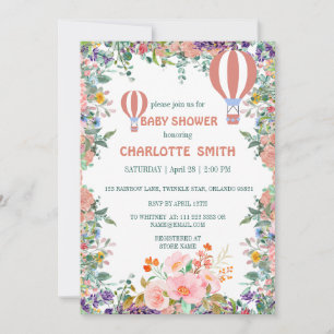 Invitation Baby shower floral couleur bleu rose pâle