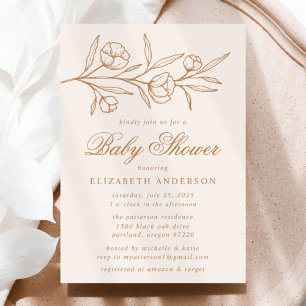 Invitation Baby shower floral croisé d'amande et de cuivre