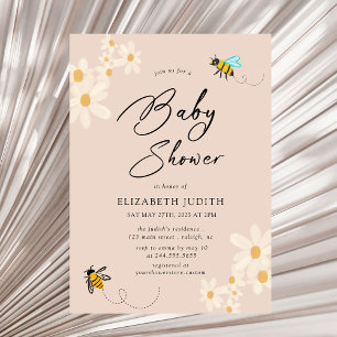 Invitation Baby shower Floral Daisy Bees