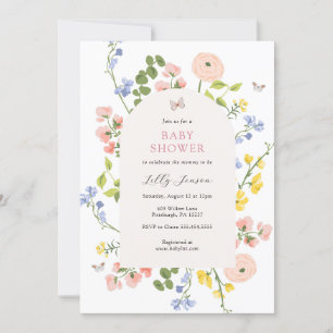 Invitation Baby shower floral d'aquarelle romantique
