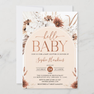 Invitation Baby shower floral de Boho Arch moderne neutre pou