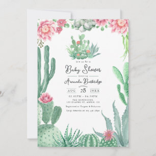 Invitation Baby shower floral de Cactus du désert