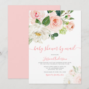 Invitation Baby shower Floral de couleur rose par courrier
