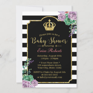 Invitation Baby shower Floral de Couronne or