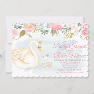 Invitation Baby shower floral de cygne