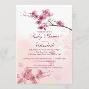 Invitation Baby shower floral de fleurs de cerisier roses