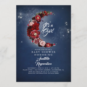 Invitation Baby shower Floral de la Marine et de la Bourgogne