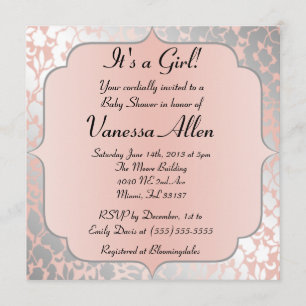 Invitation Baby shower floral de la Pêche métallique officiel