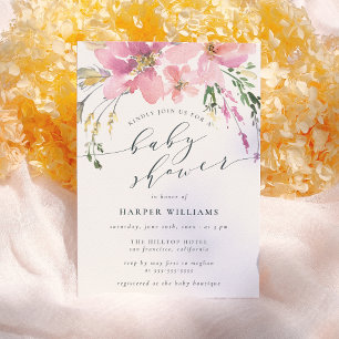 Invitation Baby shower floral de l'aquarelle de printemps