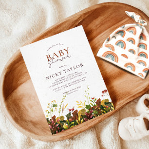 Invitation Baby shower Floral de l'automne de neige