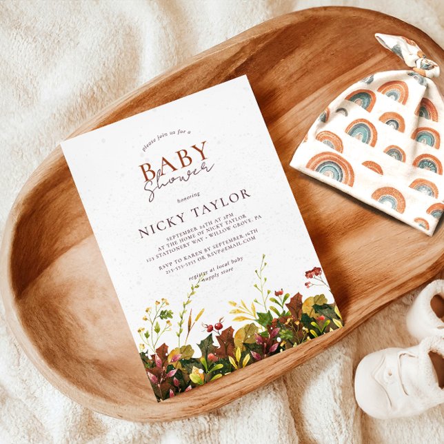 Invitation Baby shower Floral de l'automne de neige (Créateur téléchargé)