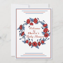 Invitation Baby shower floral de pavot Panneau de bienvenue
