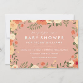 Invitation Baby shower Floral de Pêche Moderne