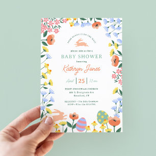 Invitation Baby shower floral de printemps moderne