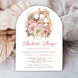 Invitation Baby shower floral de roue Nautical Girl Arch
