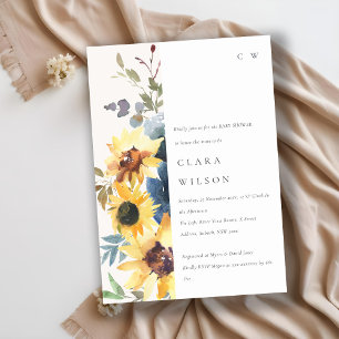 Invitation Baby shower floral de tournesol de la marine jaune