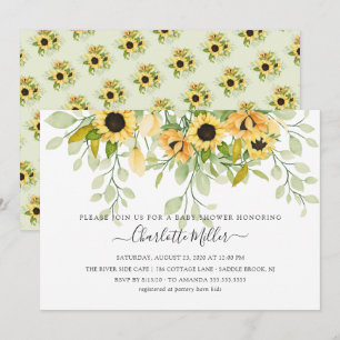 Invitation Baby shower floral de tournesol jaune d'automne
