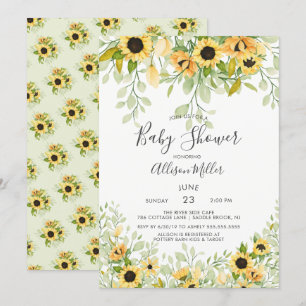 Invitation Baby shower floral de tournesol jaune d'automne