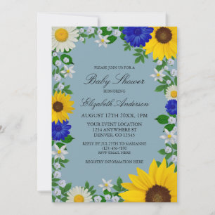 Invitation Baby Shower Floral de Tournesol Rustique