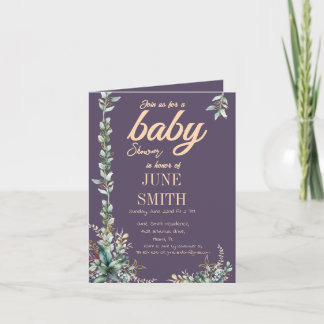 Invitation baby shower floral d'eucalyptus moderne
