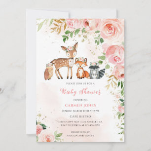 Invitation Baby Shower Floral en Bois Verdure