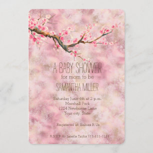 Invitation Baby shower floral en fleurs de cerisiers