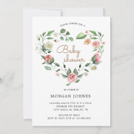 Invitation Baby shower floral en fleurs de minuit