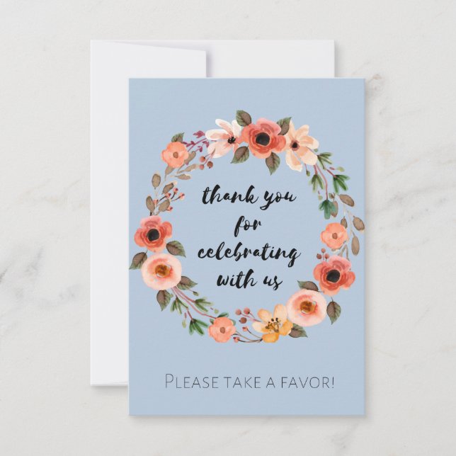 Invitation Baby shower Floral Faveur Signal Merci (Devant)