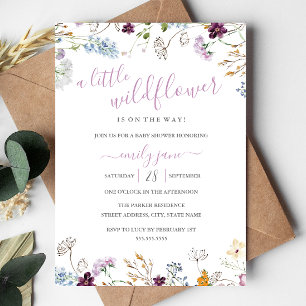 Invitation Baby shower Floral fleur sauvage
