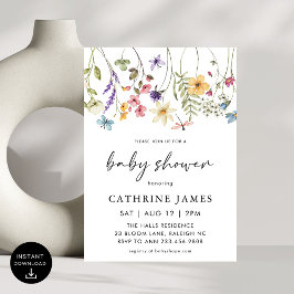 Invitation Baby shower Floral Fleur sauvage