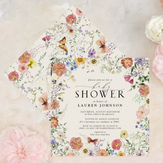 Invitation Baby shower floral Fleur sauvage à l'aquarelle (Baby Shower Invitation!)