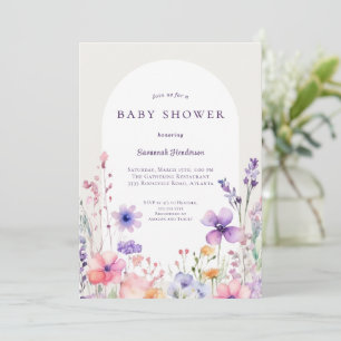 Invitation Baby shower Floral Fleur sauvage aquarelle