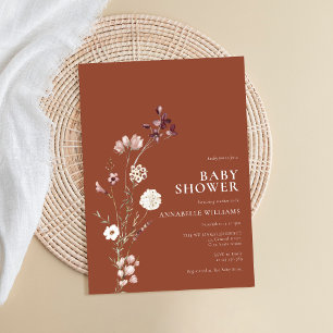 Invitation Baby shower Floral Fleur sauvage Boho