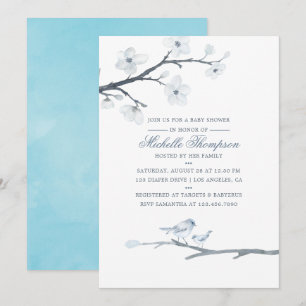 Invitation Baby shower Floral Fleurs de cerisiers