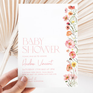Invitation Baby shower Floral Fleurs sauvages Mode