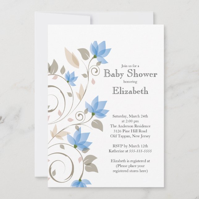 Invitation Baby shower Floral Floral moderne (Devant)