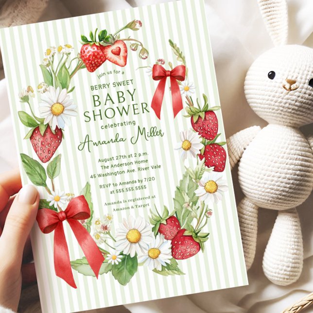 Invitation Baby shower Floral fraise (Créateur téléchargé)