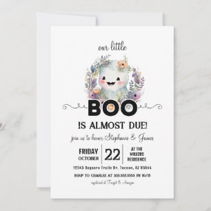 Invitation Baby shower Floral Halloween Little Boo