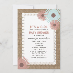 Invitation Baby shower floral inspiré par Burlap &