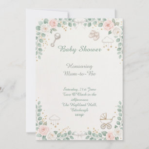 Invitation Baby Shower Floral Lapin