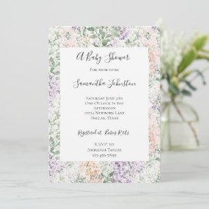 Invitation Baby shower Floral Lavande Lavande Lactée Chic Pea