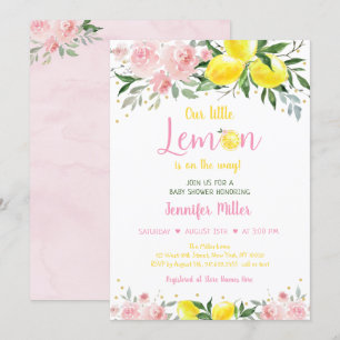 Invitation Baby shower Floral Lémonade Sunshine Rose or